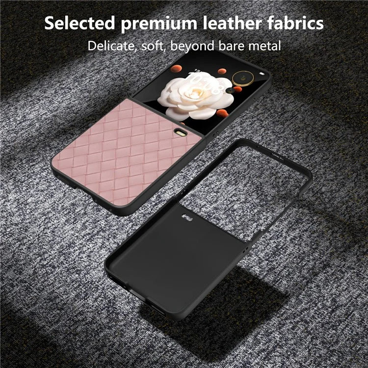 For Honor Magic V Flip 5G Case Woven Texture PU Leather+PC Protective Phone Cover