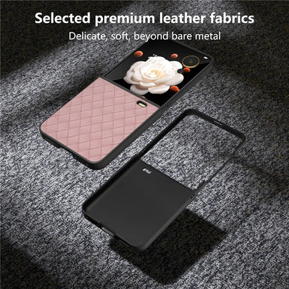 For Honor Magic V Flip 5G Case Woven Texture PU Leather+PC Protective Phone Cover