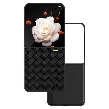For Honor Magic V Flip 5G Case Woven Texture PU Leather+PC Protective Phone Cover