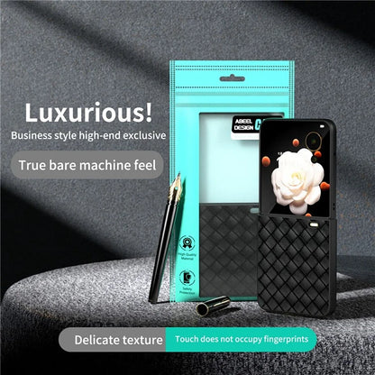 For Honor Magic V Flip 5G Case Woven Texture PU Leather+PC Protective Phone Cover
