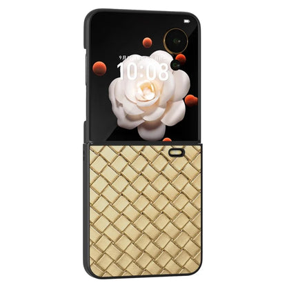 For Honor Magic V Flip 5G Case Woven Texture PU Leather+PC Protective Phone Cover