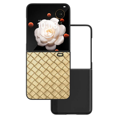 For Honor Magic V Flip 5G Case Woven Texture PU Leather+PC Protective Phone Cover