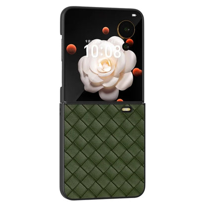 For Honor Magic V Flip 5G Case Woven Texture PU Leather+PC Protective Phone Cover