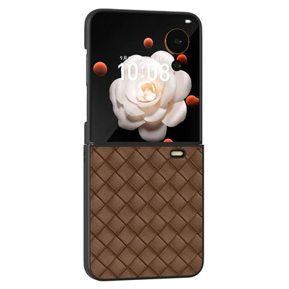 For Honor Magic V Flip 5G Case Woven Texture PU Leather+PC Protective Phone Cover