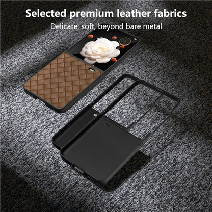 For Honor Magic V Flip 5G Case Woven Texture PU Leather+PC Protective Phone Cover