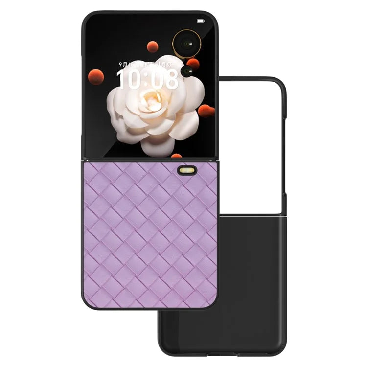 For Honor Magic V Flip 5G Case Woven Texture PU Leather+PC Protective Phone Cover