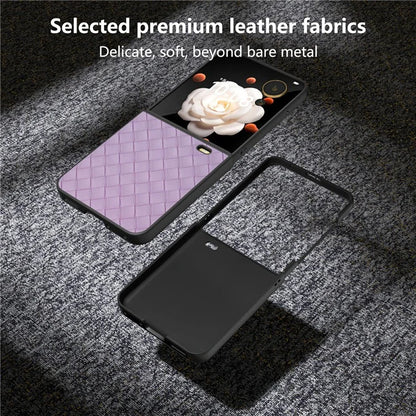 For Honor Magic V Flip 5G Case Woven Texture PU Leather+PC Protective Phone Cover