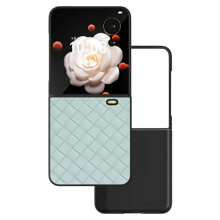 For Honor Magic V Flip 5G Case Woven Texture PU Leather+PC Protective Phone Cover