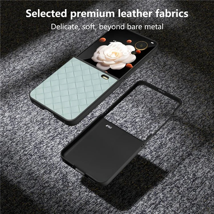 For Honor Magic V Flip 5G Case Woven Texture PU Leather+PC Protective Phone Cover