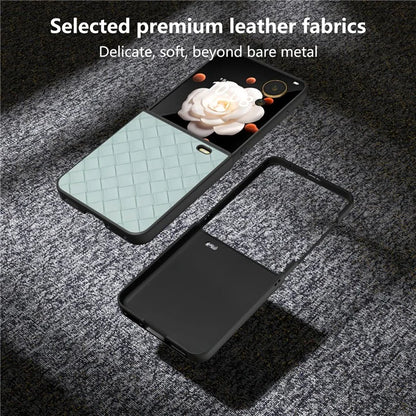 For Honor Magic V Flip 5G Case Woven Texture PU Leather+PC Protective Phone Cover