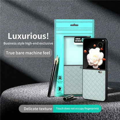 For Honor Magic V Flip 5G Case Woven Texture PU Leather+PC Protective Phone Cover