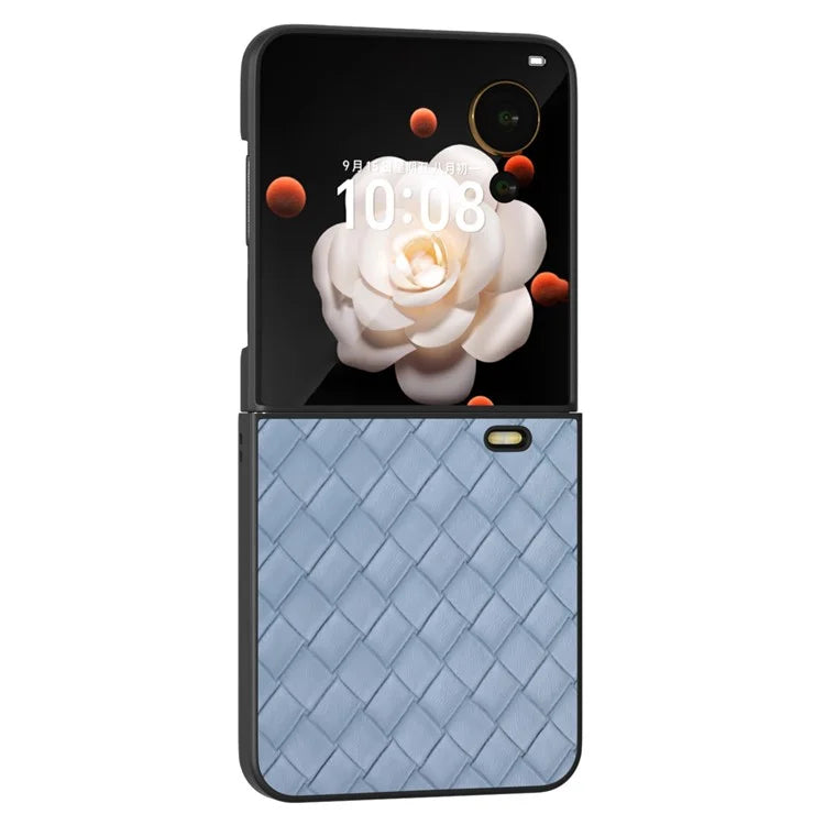 For Honor Magic V Flip 5G Case Woven Texture PU Leather+PC Protective Phone Cover