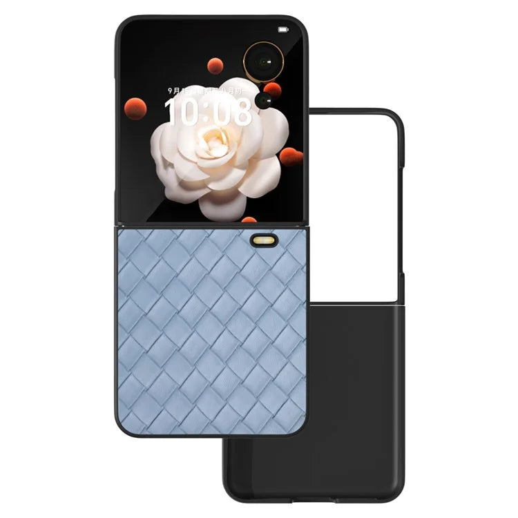 For Honor Magic V Flip 5G Case Woven Texture PU Leather+PC Protective Phone Cover