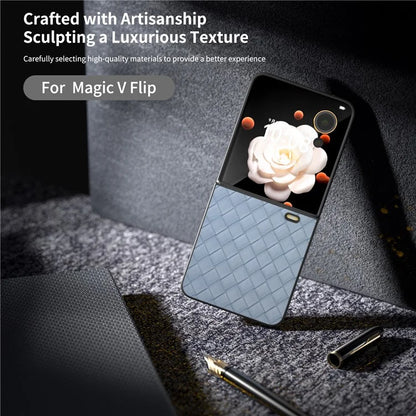 For Honor Magic V Flip 5G Case Woven Texture PU Leather+PC Protective Phone Cover