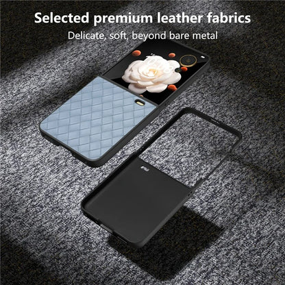 For Honor Magic V Flip 5G Case Woven Texture PU Leather+PC Protective Phone Cover