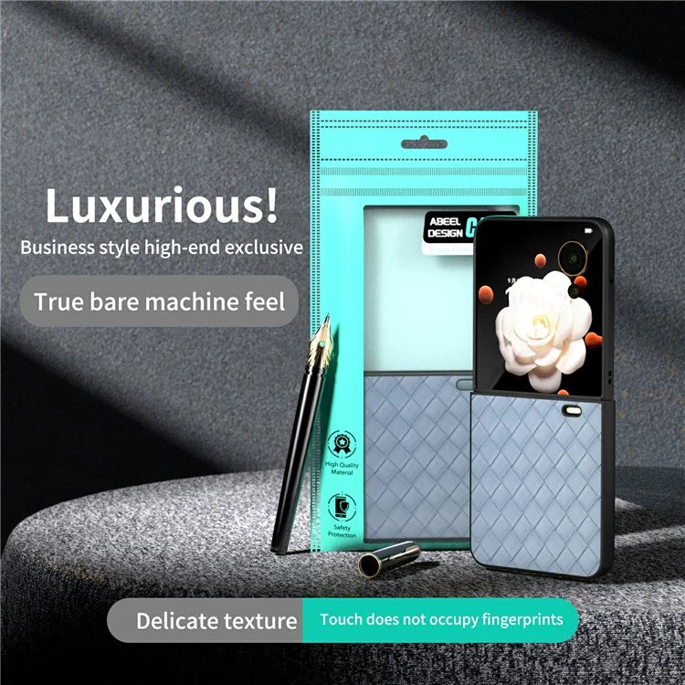 For Honor Magic V Flip 5G Case Woven Texture PU Leather+PC Protective Phone Cover