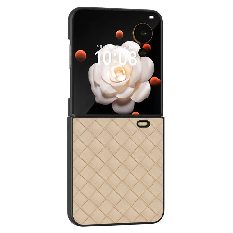 For Honor Magic V Flip 5G Case Woven Texture PU Leather+PC Protective Phone Cover