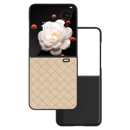 For Honor Magic V Flip 5G Case Woven Texture PU Leather+PC Protective Phone Cover