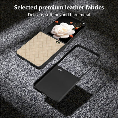 For Honor Magic V Flip 5G Case Woven Texture PU Leather+PC Protective Phone Cover