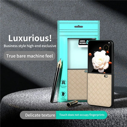 For Honor Magic V Flip 5G Case Woven Texture PU Leather+PC Protective Phone Cover
