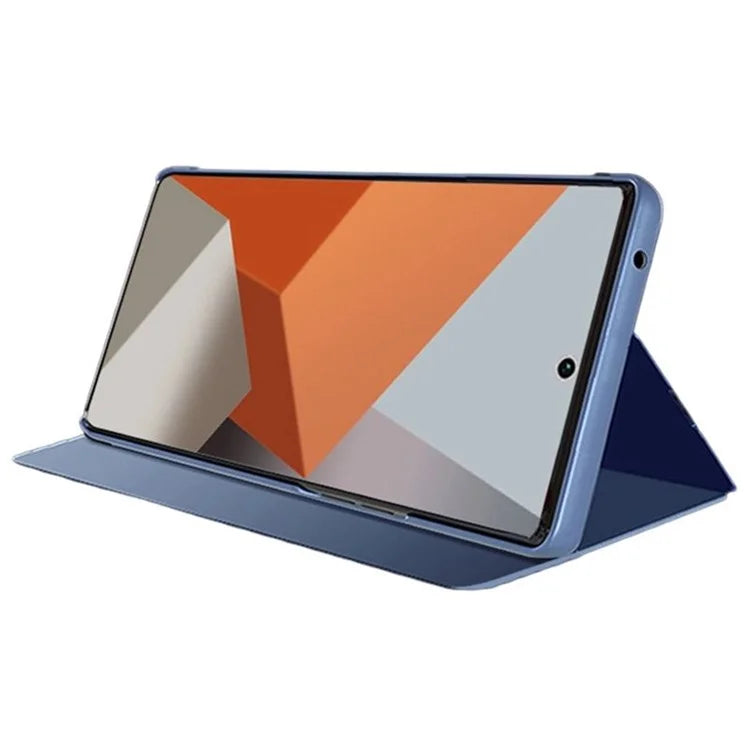 For Xiaomi Redmi Note 13 4G Case View Window Electroplating Leather Phone Cover Stand