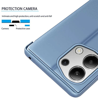 For Xiaomi Redmi Note 13 4G Case View Window Electroplating Leather Phone Cover Stand