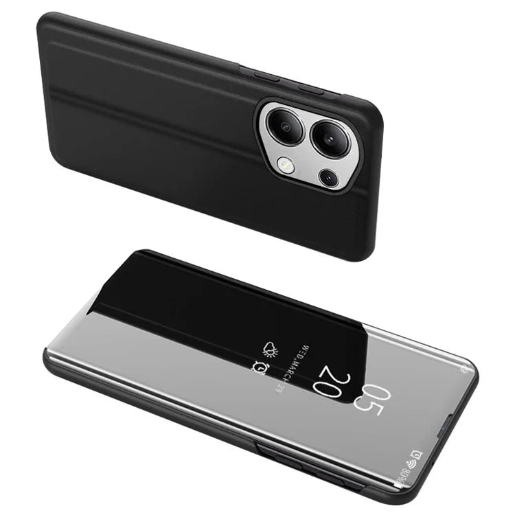 For Xiaomi Redmi Note 13 4G Case View Window Electroplating Leather Phone Cover Stand