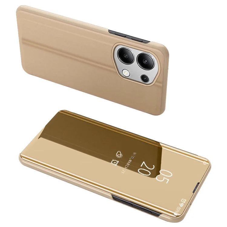 For Xiaomi Redmi Note 13 4G Case View Window Electroplating Leather Phone Cover Stand