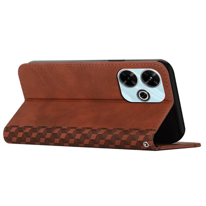 For Xiaomi Poco M6 4G / Redmi 13 5G / 13 4G / Note 13R 5G Cover Rhombus Imprint Anti-Drop Leather Phone Case