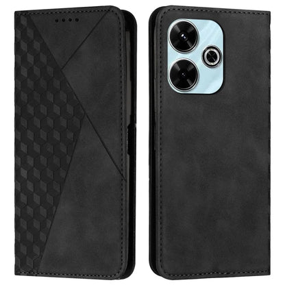 For Xiaomi Poco M6 4G / Redmi 13 5G / 13 4G / Note 13R 5G Cover Rhombus Imprint Anti-Drop Leather Phone Case