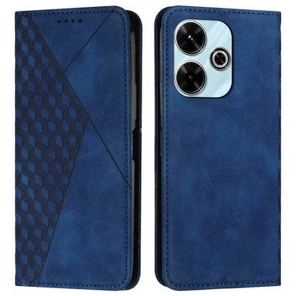 For Xiaomi Poco M6 4G / Redmi 13 5G / 13 4G / Note 13R 5G Cover Rhombus Imprint Anti-Drop Leather Phone Case