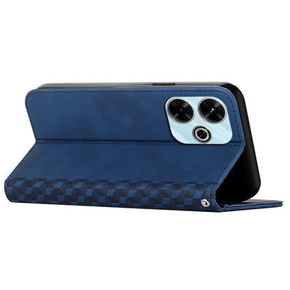 For Xiaomi Poco M6 4G / Redmi 13 5G / 13 4G / Note 13R 5G Cover Rhombus Imprint Anti-Drop Leather Phone Case