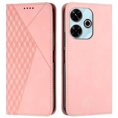 For Xiaomi Poco M6 4G / Redmi 13 5G / 13 4G / Note 13R 5G Cover Rhombus Imprint Anti-Drop Leather Phone Case