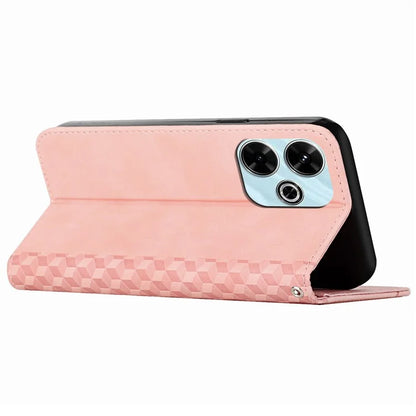 For Xiaomi Poco M6 4G / Redmi 13 5G / 13 4G / Note 13R 5G Cover Rhombus Imprint Anti-Drop Leather Phone Case