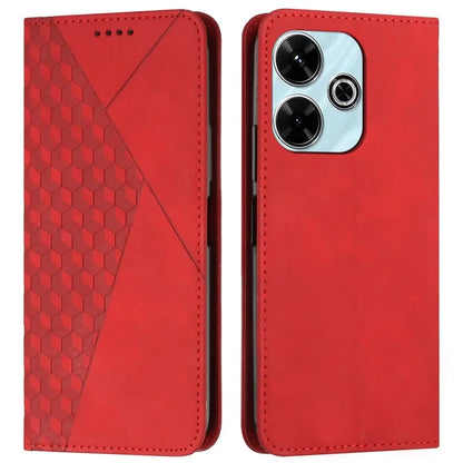 For Xiaomi Poco M6 4G / Redmi 13 5G / 13 4G / Note 13R 5G Cover Rhombus Imprint Anti-Drop Leather Phone Case