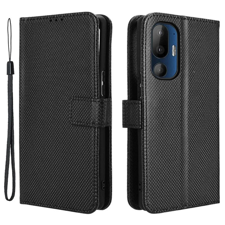 For HTC U24 Pro 5G Case PU Leather Diamond Texture Protective Phone Cover
