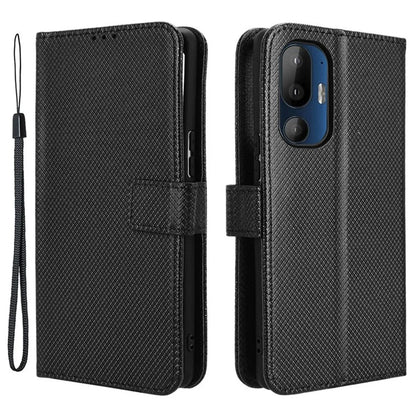 For HTC U24 Pro 5G Case PU Leather Diamond Texture Protective Phone Cover