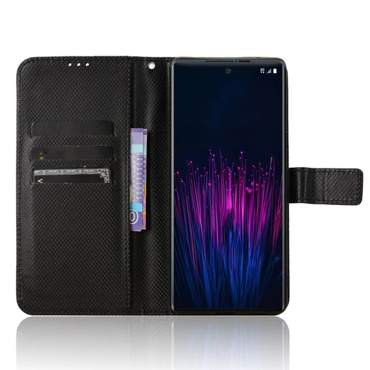 For HTC U24 Pro 5G Case PU Leather Diamond Texture Protective Phone Cover
