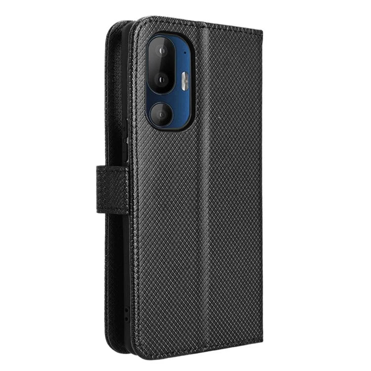For HTC U24 Pro 5G Case PU Leather Diamond Texture Protective Phone Cover