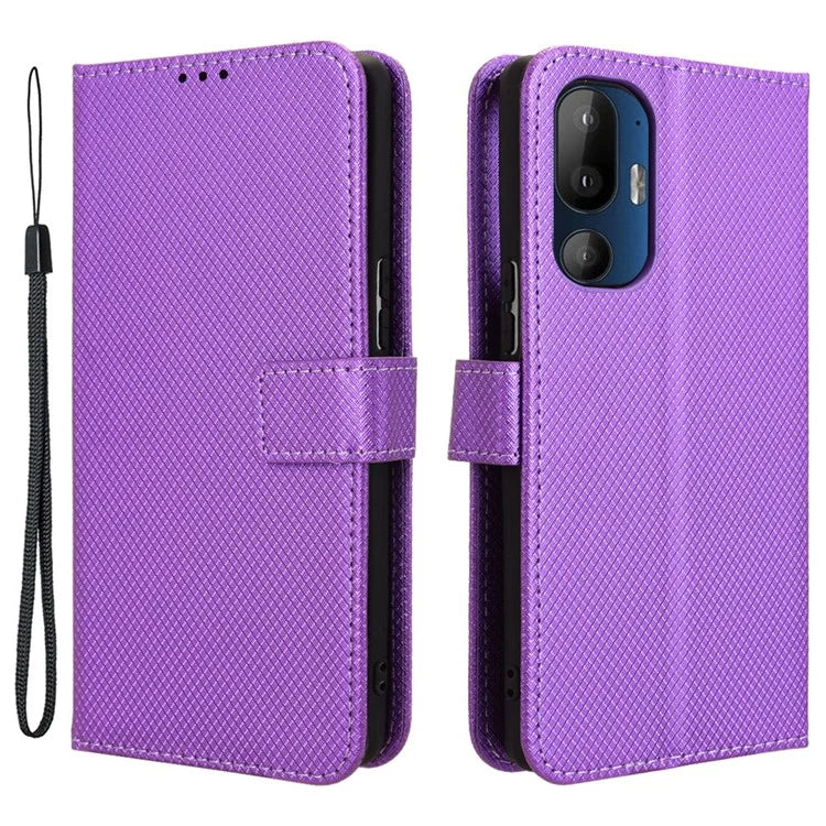 For HTC U24 Pro 5G Case PU Leather Diamond Texture Protective Phone Cover