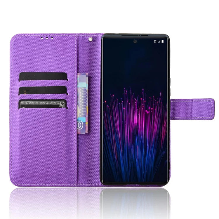 For HTC U24 Pro 5G Case PU Leather Diamond Texture Protective Phone Cover