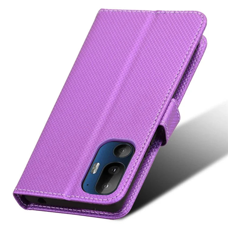 For HTC U24 Pro 5G Case PU Leather Diamond Texture Protective Phone Cover