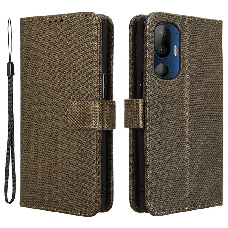 For HTC U24 Pro 5G Case PU Leather Diamond Texture Protective Phone Cover