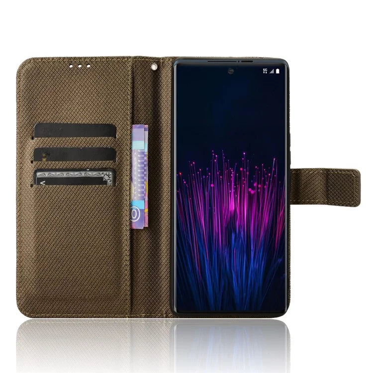 For HTC U24 Pro 5G Case PU Leather Diamond Texture Protective Phone Cover
