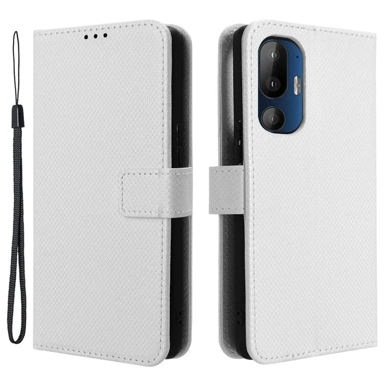 For HTC U24 Pro 5G Case PU Leather Diamond Texture Protective Phone Cover