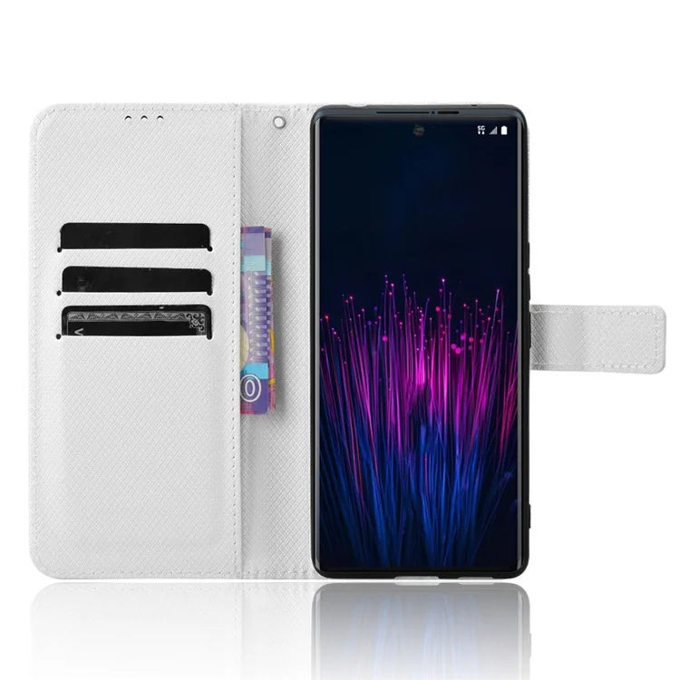 For HTC U24 Pro 5G Case PU Leather Diamond Texture Protective Phone Cover