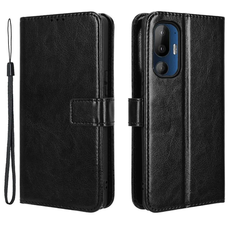 For HTC U24 Pro 5G Leather Phone Case Wallet Crazy Horse Texture