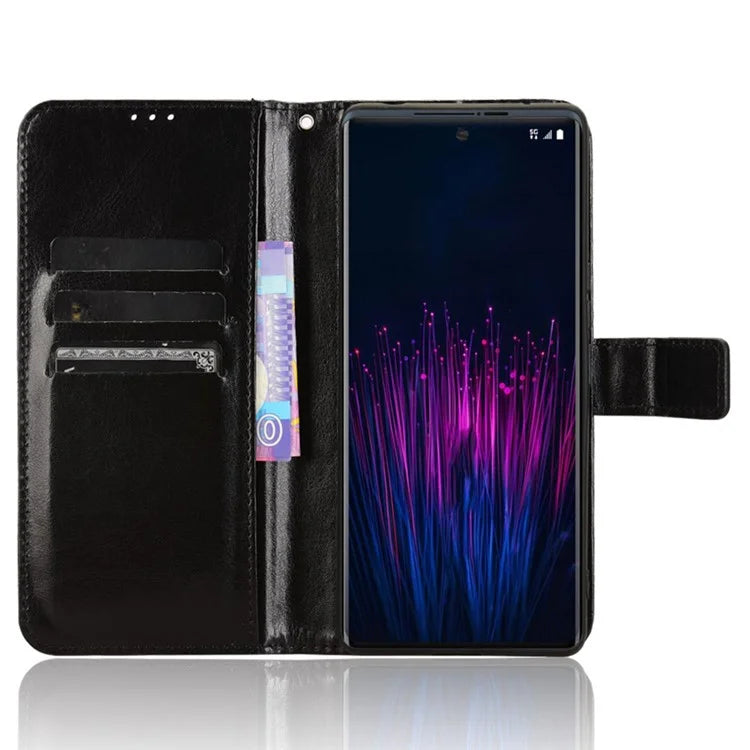 For HTC U24 Pro 5G Leather Phone Case Wallet Crazy Horse Texture
