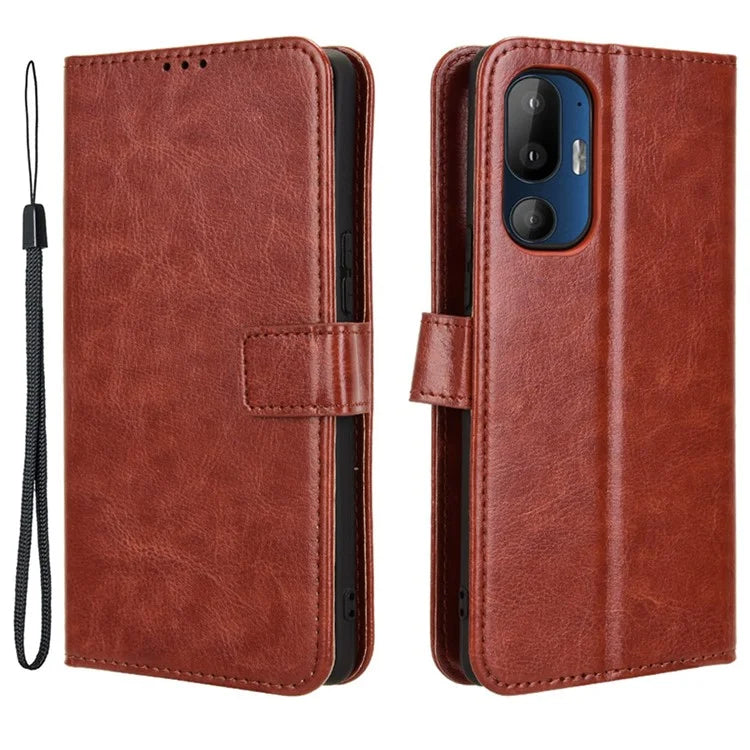 For HTC U24 Pro 5G Leather Phone Case Wallet Crazy Horse Texture