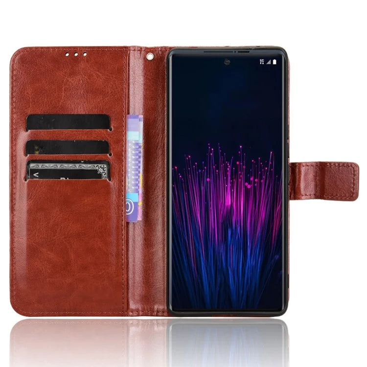For HTC U24 Pro 5G Leather Phone Case Wallet Crazy Horse Texture